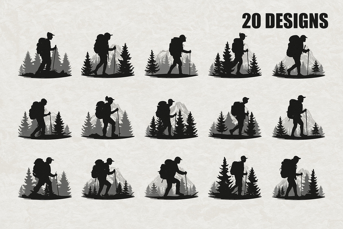 Hiking Silhouette Bundle, an Illustration by balal (Photo 1 of 20)