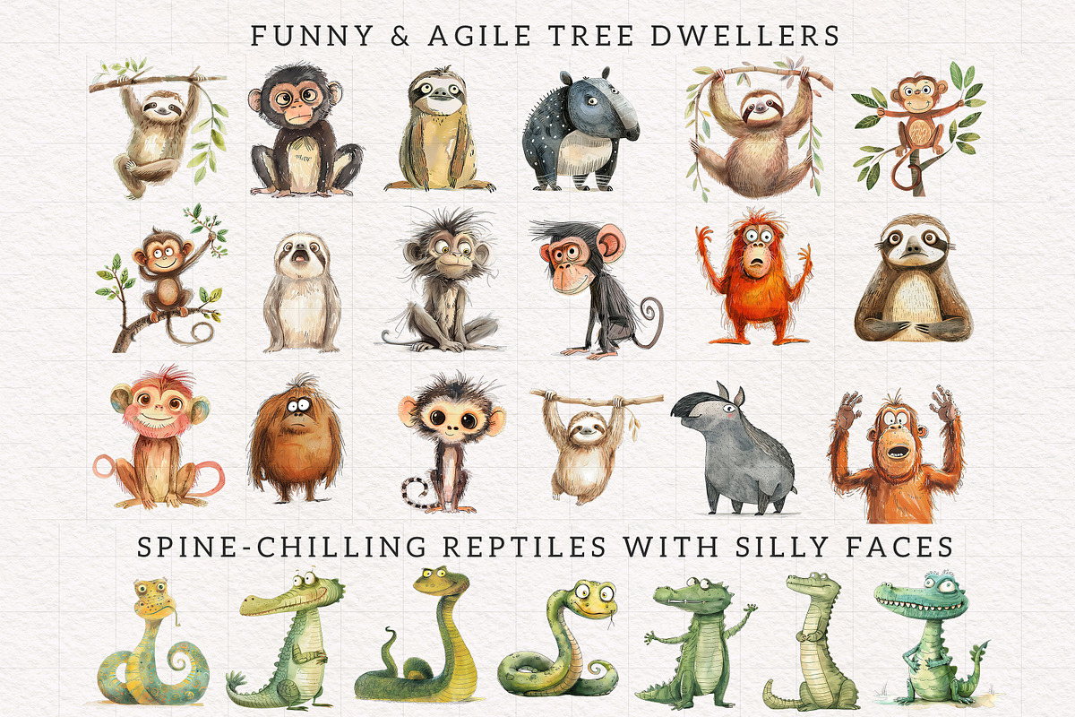 Quirky Rainforest Animals, an Animal Illustration by PaintPixelCo (Photo 17 of 19)