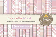 Coquette Plaid Digital Paper Set, a Pattern Graphic by JennyL Designs (Thumbnail 1 of 6)