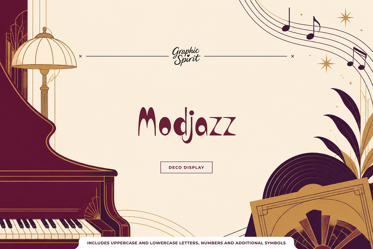 Modjazz Art Deco Display Font, a Sans Serif Font by Graphic Spirit (Photo 1 of 8)