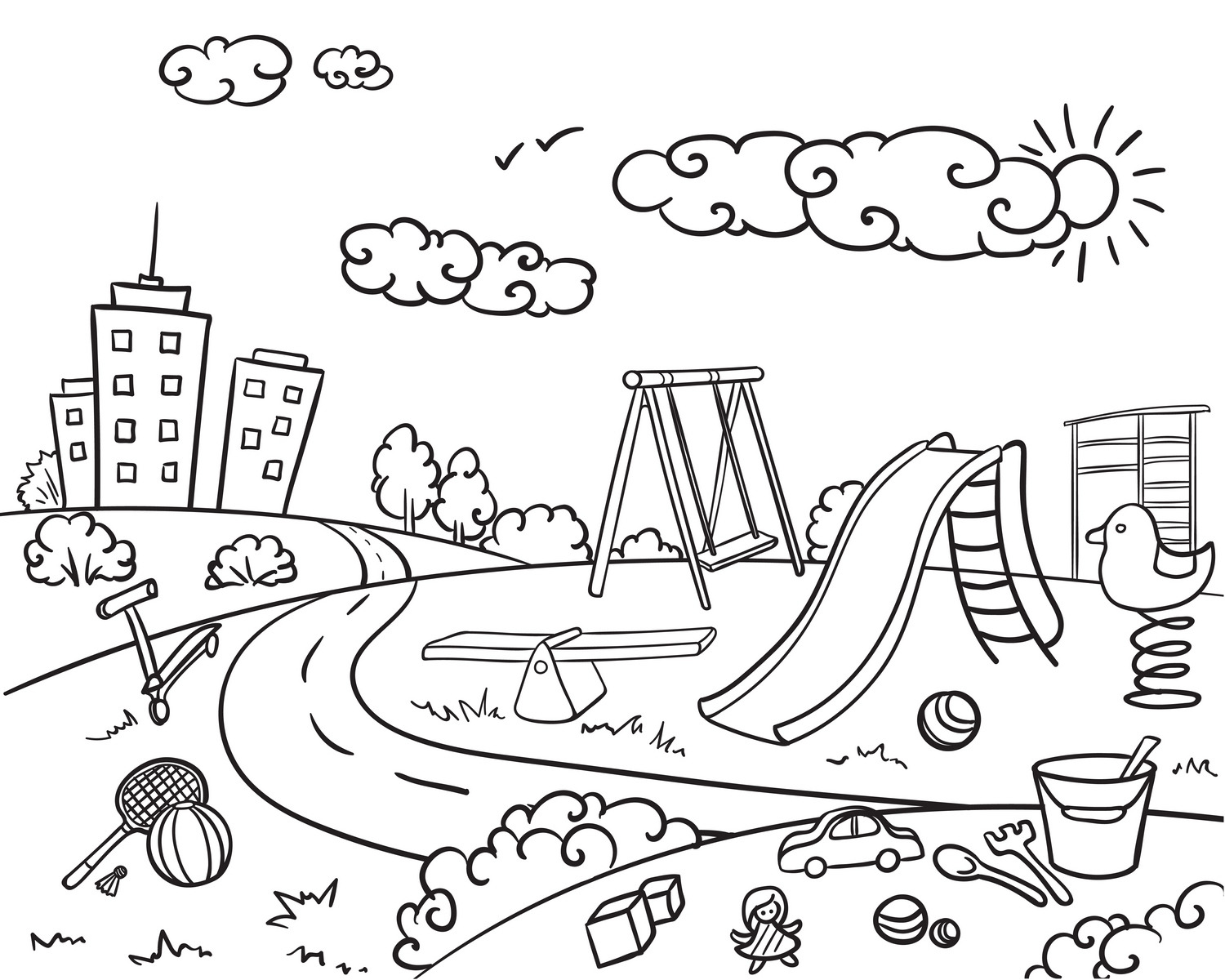 Doodle Children Playground Concept, a Decorative Illustration by ...