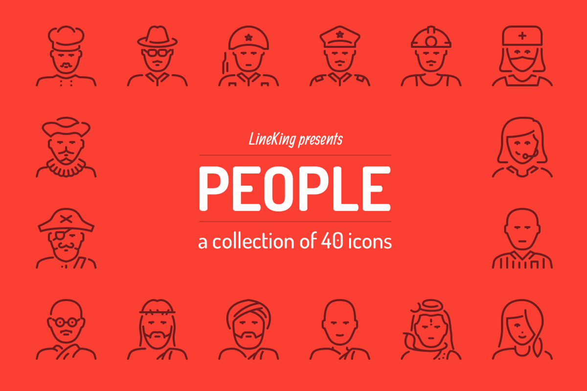 People Line Icons, an Outline Icon by PixelBazaar (Photo 1 of 2)