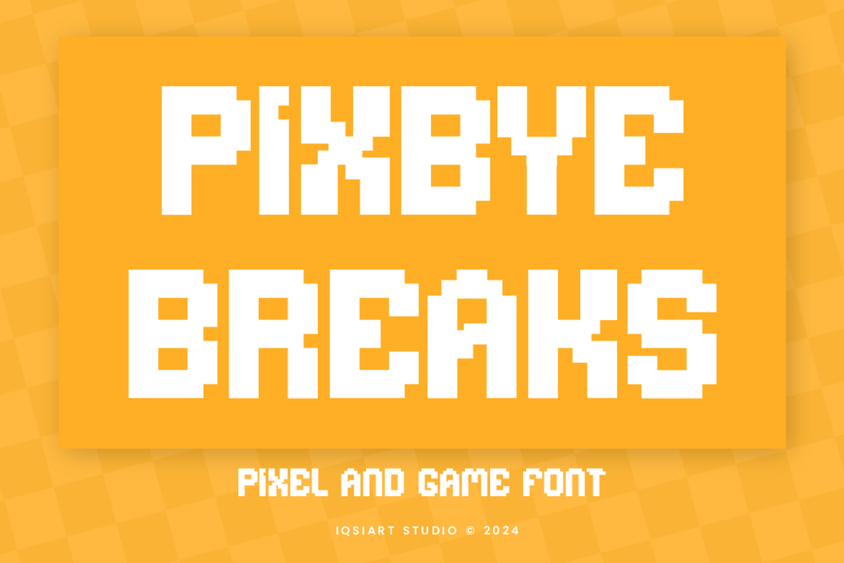 Pixbye Breaks - Pixel Font, a Sans Serif Font by Iqsiart Studio (Photo 1 of 6)