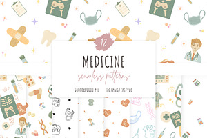 Medical Seamless Patterns, a Pattern Graphic by Palau