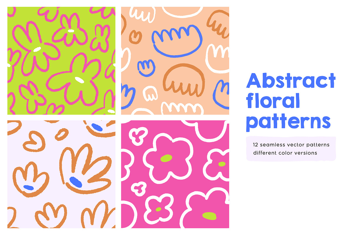 Abstract floral seamless pattern set, a Pattern Graphic by Good Studio (Photo 1 of 24)