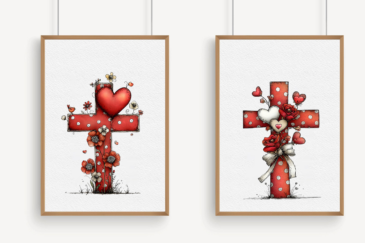 Whimsical Valentine Cross Clipart, an Illustration by Libby Wishes (Photo 6 of 9)