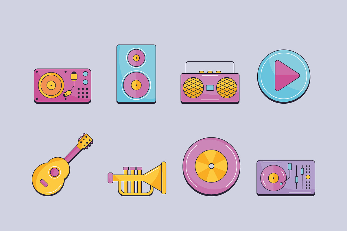 Music Instruments Devices Icon Set preview 2