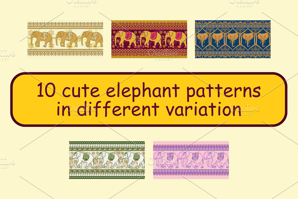 Cute Elephant Patterns, a Pattern Graphic by ThaiByGaew (Photo 3 of 6)