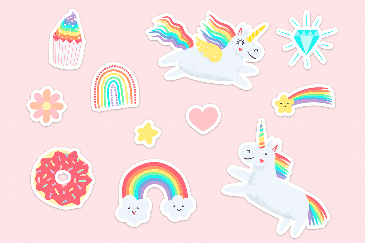 Happy Rainbow Unicorns Clipart Pack, an Animal Illustration by CherithDrawsThings (Photo 4 of 8)
