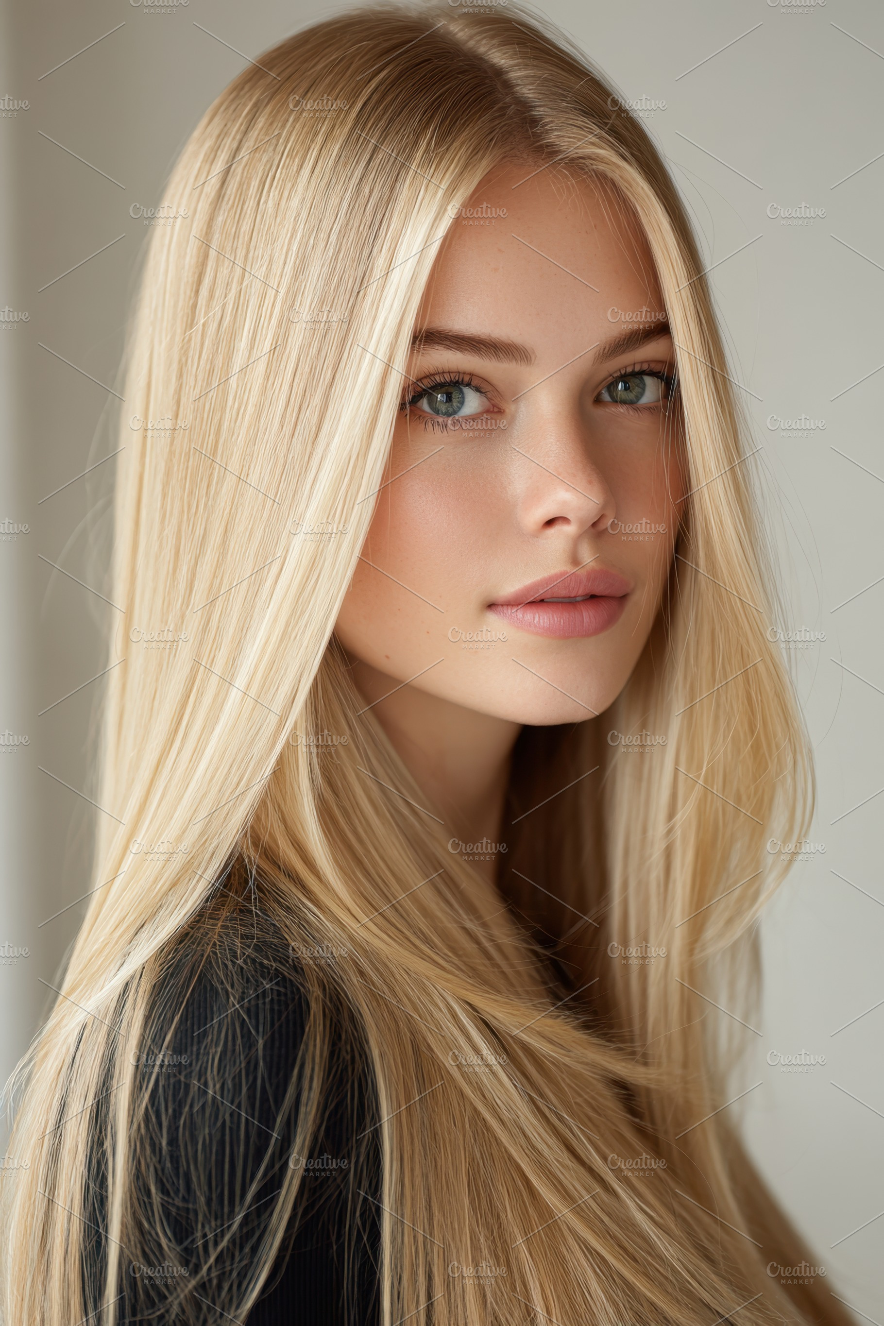 Elegant portrait of a woman with long blonde hair, a Person Photo by AlyaAnd