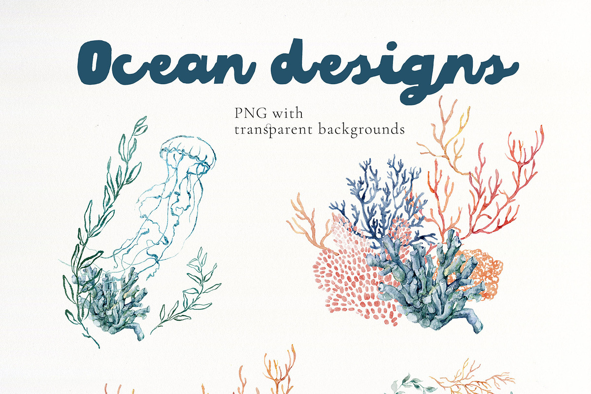 Ocean watercolor background animals, a Background Graphic by Yuliya Derbisheva (Photo 8 of 15)