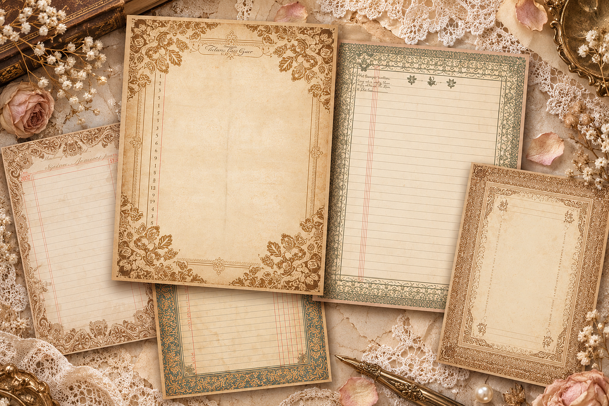 Vintage Lace Ledger Junk Journal, a Background Graphic by Printable Treasure (Photo 3 of 3)
