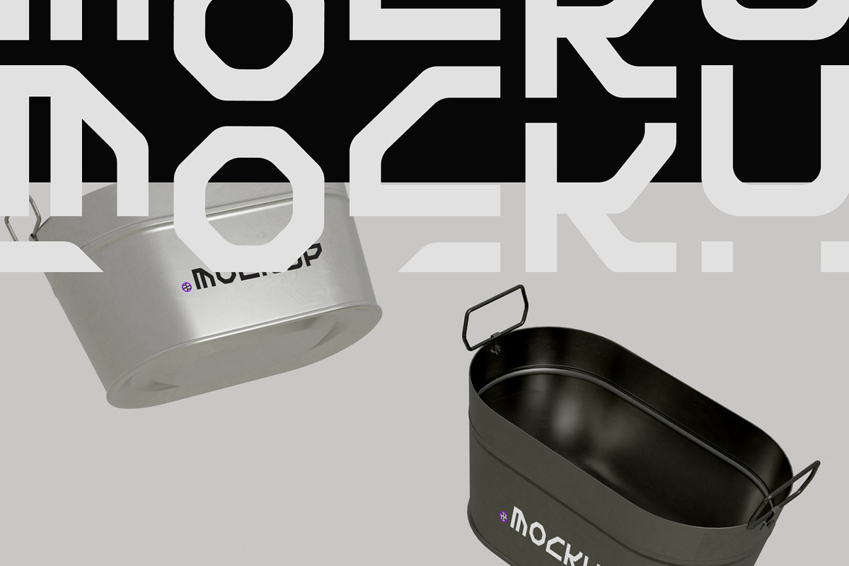 Oval Metal Bucket Mockup, a Household Mockup by hiddemaru (Photo 3 of 4)