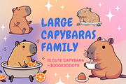 Illustrations of cute capybaras, an Animal Illustration by kaplaniha (Thumbnail 1 of 5)