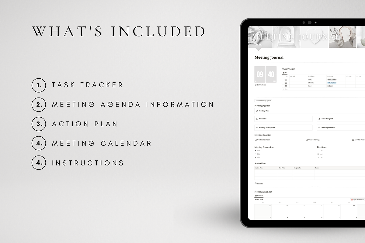Digital Meeting Journal for Notion, a Templates & Theme by BRANDcontent (Photo 3 of 6)