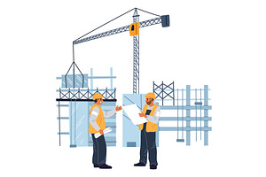 Architect at construction site, an Illustration by Vectorbuum