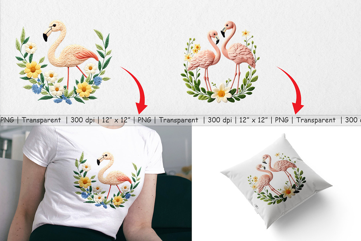 Flamingo Embroidery Clipart, a Graphic by Artnoy (Photo 3 of 5)