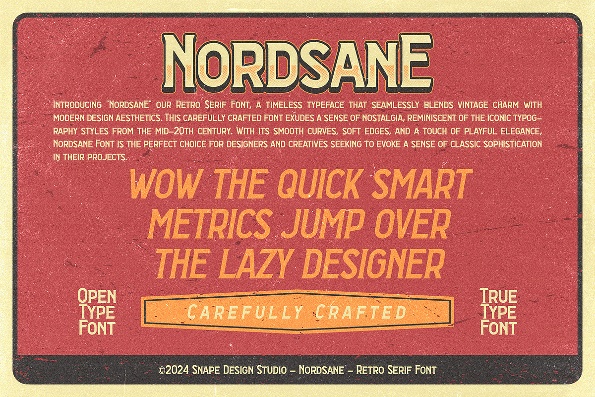 Nordsane - Retro Serif Font, a Serif Font by Snape Design Studio (Photo 2 of 7)
