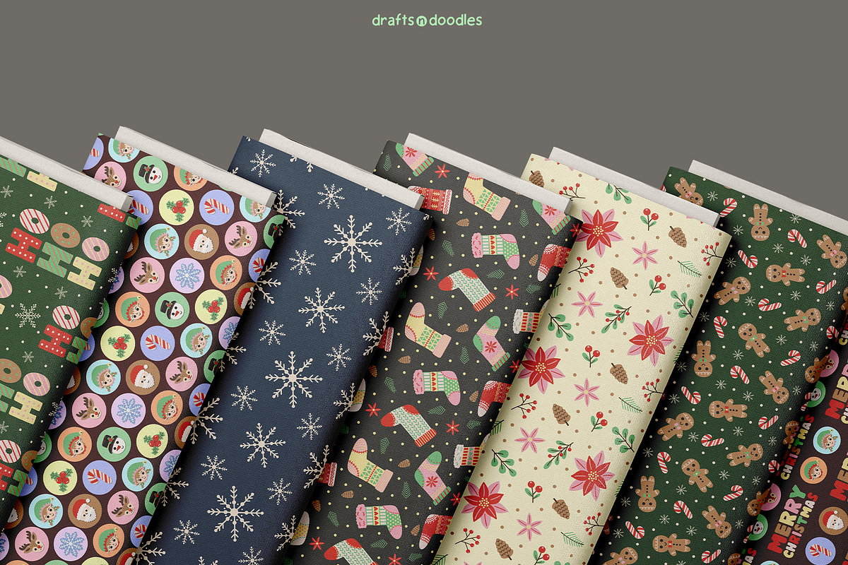 Merry Christmas Clipart and Patterns, a Seasonal Illustration by Drafts n Doodles (Photo 8 of 12)