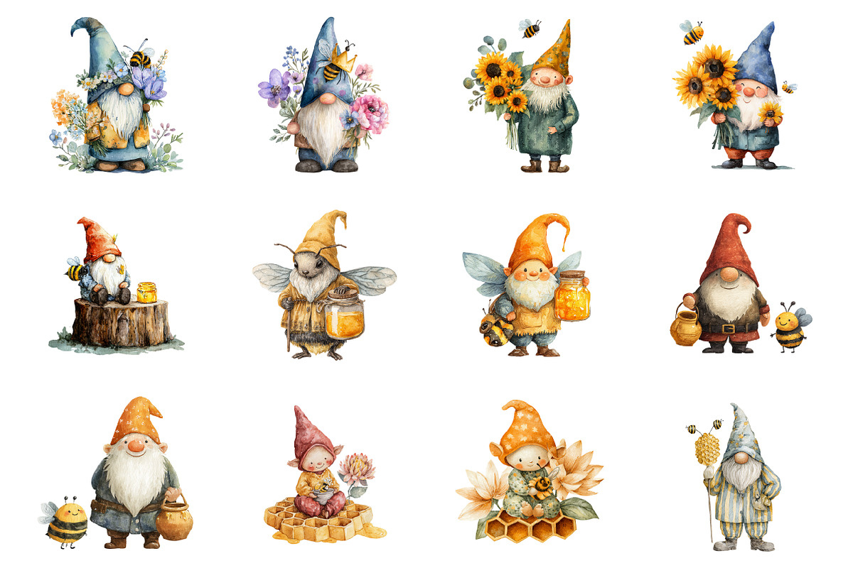 Gnome Bee Clipart, an Illustration by Design Market (Photo 2 of 3)