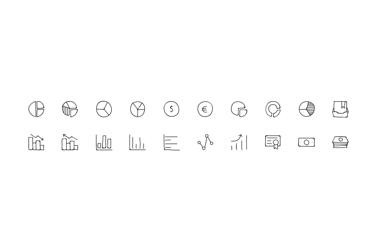 250+ Finance Hand Drawn Doodle Icons, an Outline Icon by Creative Stall (Photo 4 of 4)