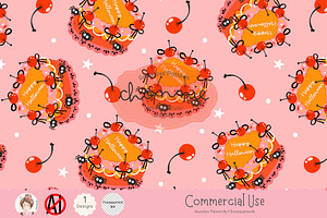 Kawaii Halloween Cake Seamless Patte