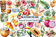 Watercolor Tropical Summer Clipart, an Illustration by Rose Art (Thumbnail 1 of 7)