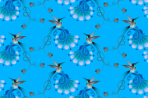 Hummingbirds and flowers