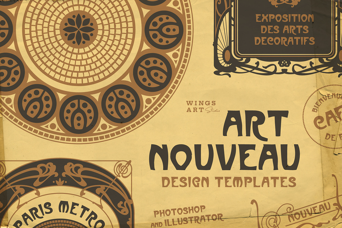 Art Nouveau Poster Templates, a Decorative Illustration by Wingsart Studio (Photo 1 of 5)