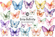 Soft Girly Butterfly Clipart Bundle, an Illustration by SinaCreation (Thumbnail 1 of 5)