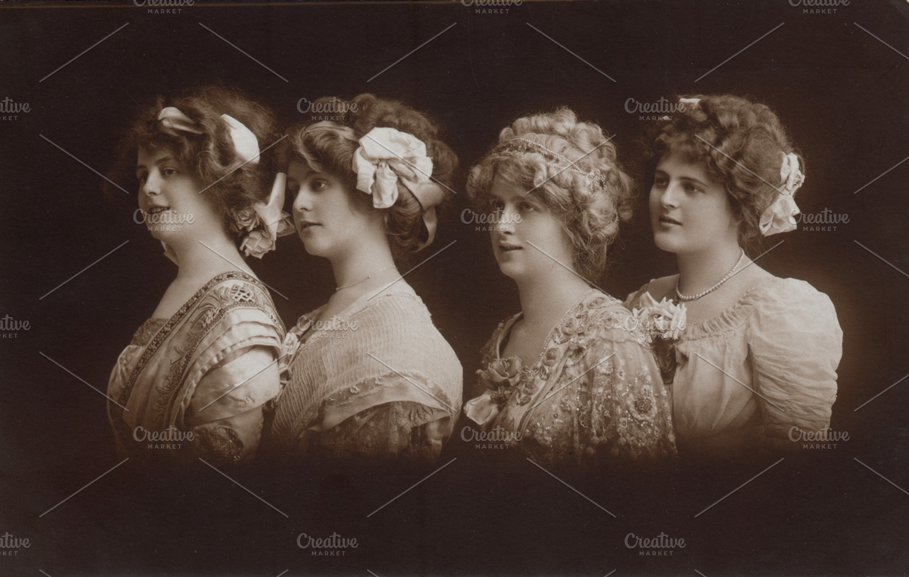 vtg greetings, 4 young women, part 2, a Beauty & Fashion Photo by Betty Nane