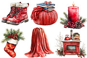 Watercolor Cozy Berry Winter Cottage, an Illustration by Designworld (Thumbnail 5 of 6)