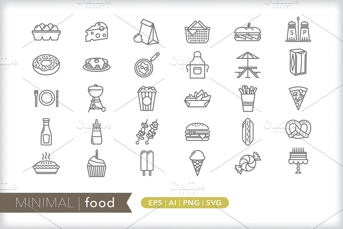 Minimal food icons, an Outline Icon by Picture Window