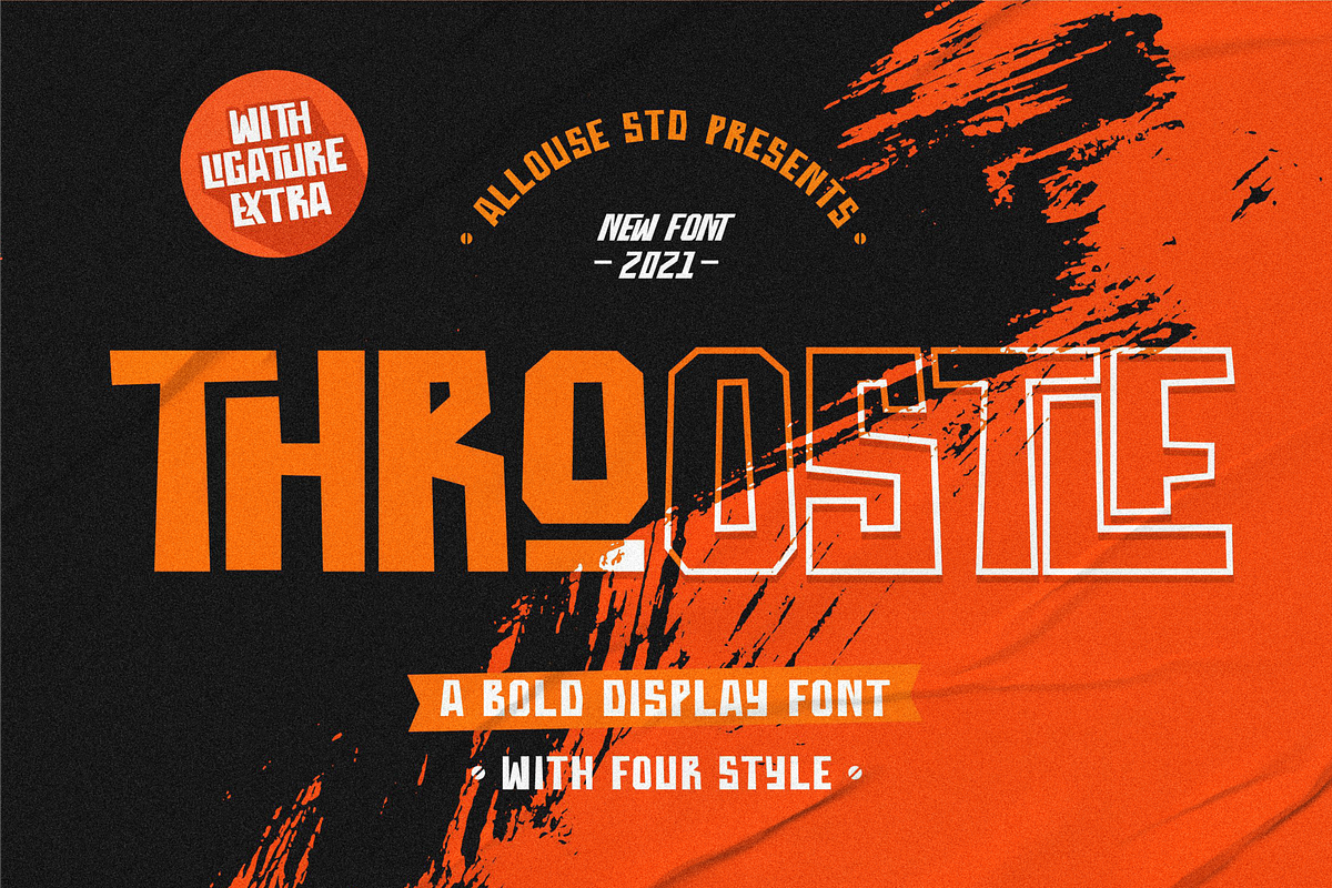 Throostle a Bold Display Font Family, a Sans Serif Font by Allouse Studio (Photo 1 of 10)