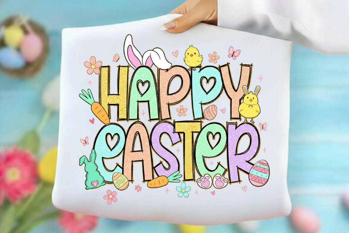 Glitter Happy Easter Png, an Illustration by Designking (Photo 1 of 6)