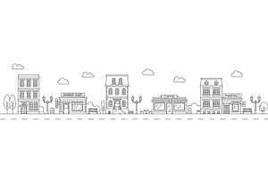 Neighborhood line cityscape, a Work Illustration by Vector Tradition