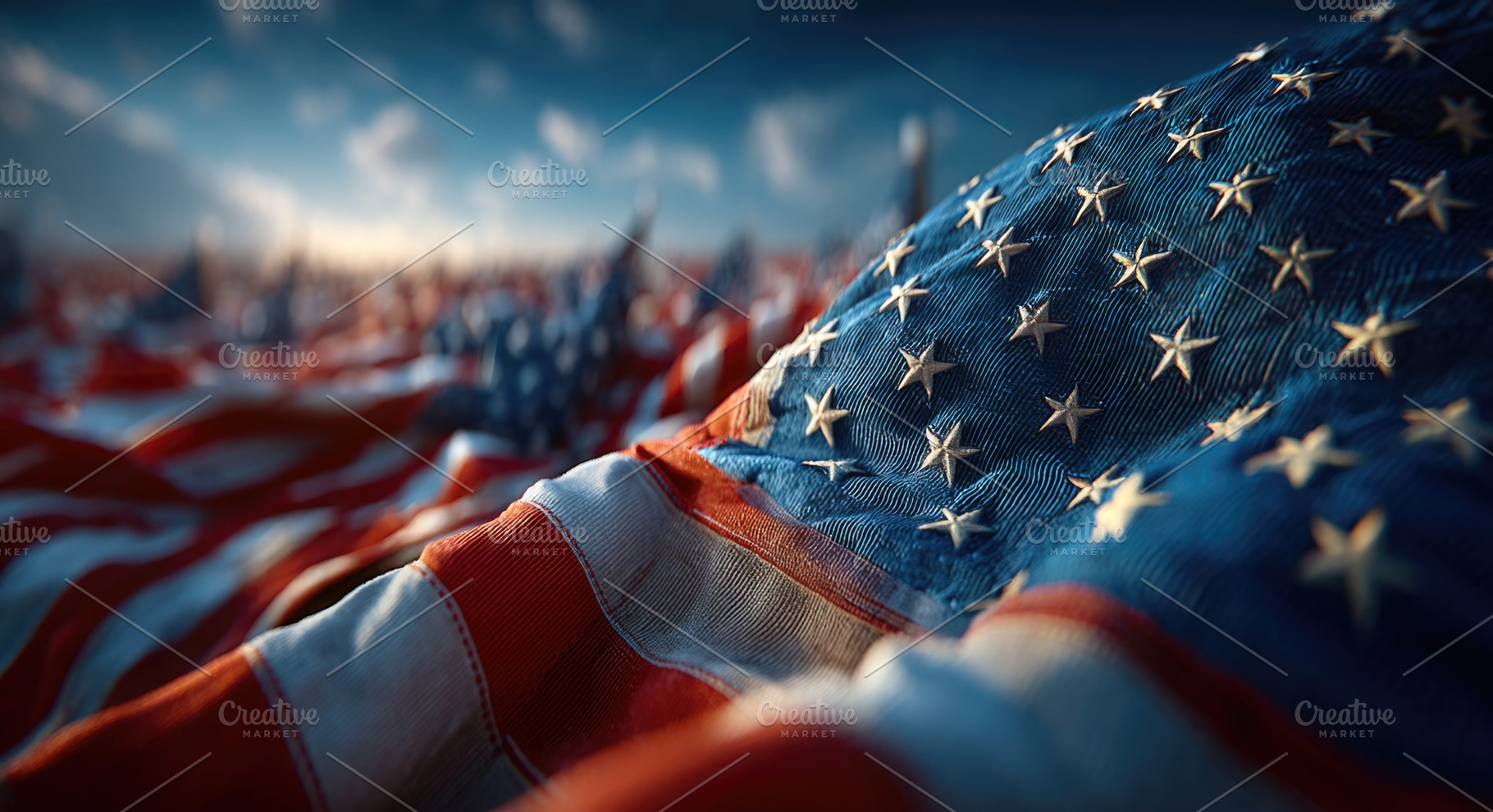 Close-up American flag with stars and stripes in patriotic backg, a Background Photo by José Manuel Gelpi
