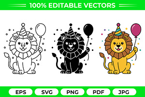 Party Lion Vector Trio Pack
