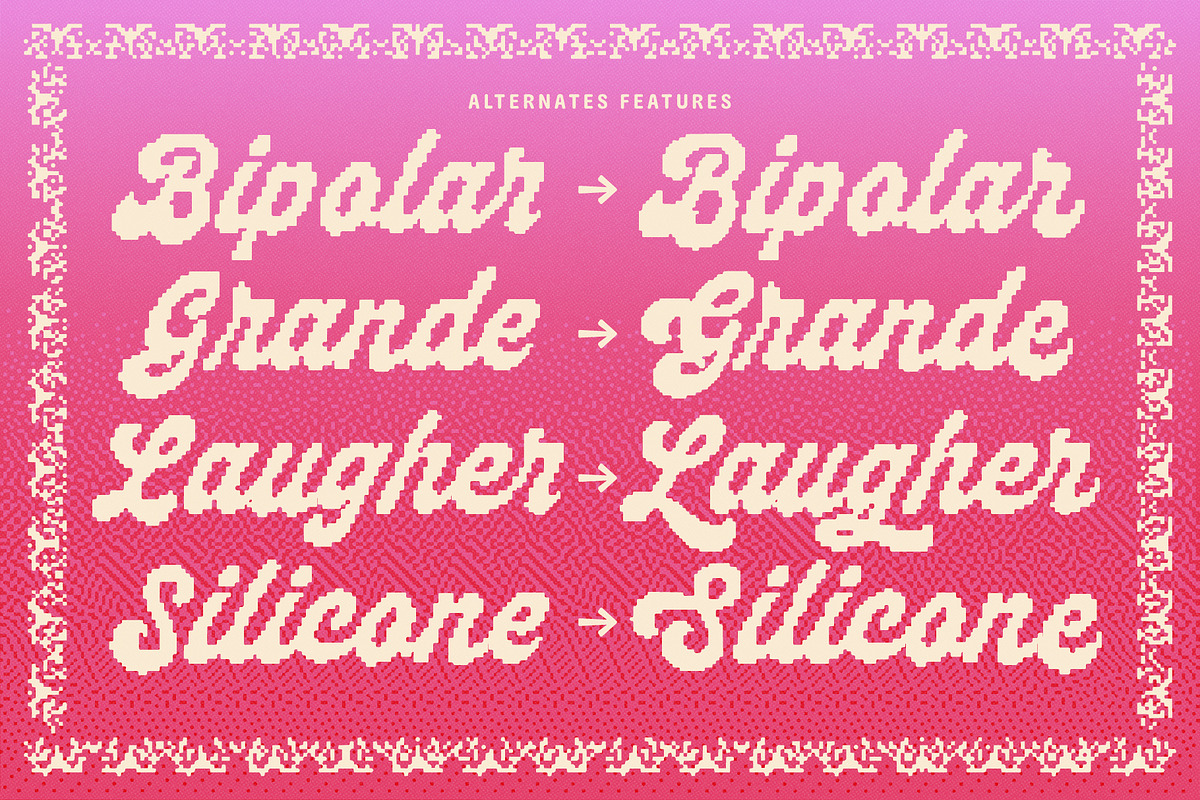 Pasta Monday Pixel Script, a Script Font by The Native Saint Club (Photo 2 of 15)