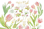 Pastel Pink-WatercolorClipartSet, an Illustration by watercolorwild.graphics (Thumbnail 3 of 6)
