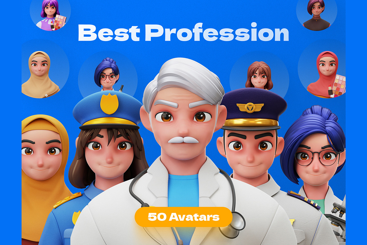 3D Avatar Profession Characters, an Object Graphic by Rakata Studio (Photo 6 of 6)