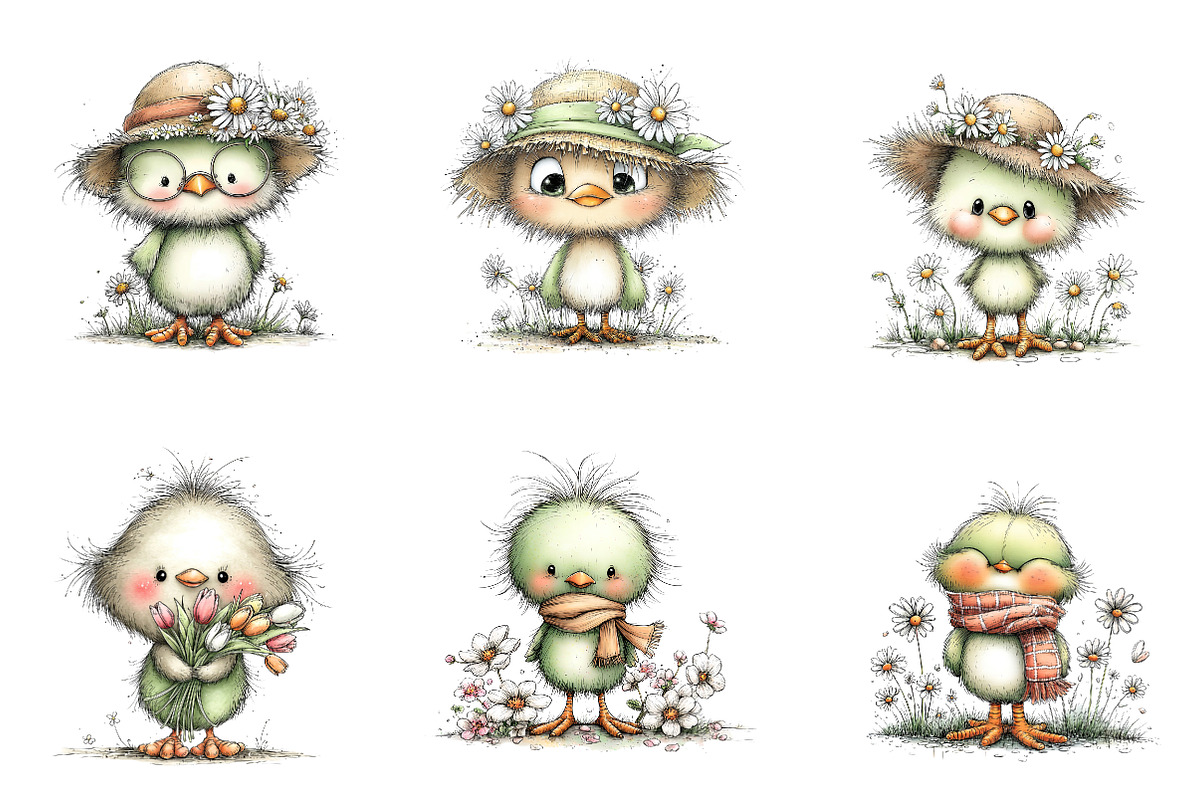 Whimsical Spring Chick Clipart PNG, an Illustration by CreationArt (Photo 6 of 7)