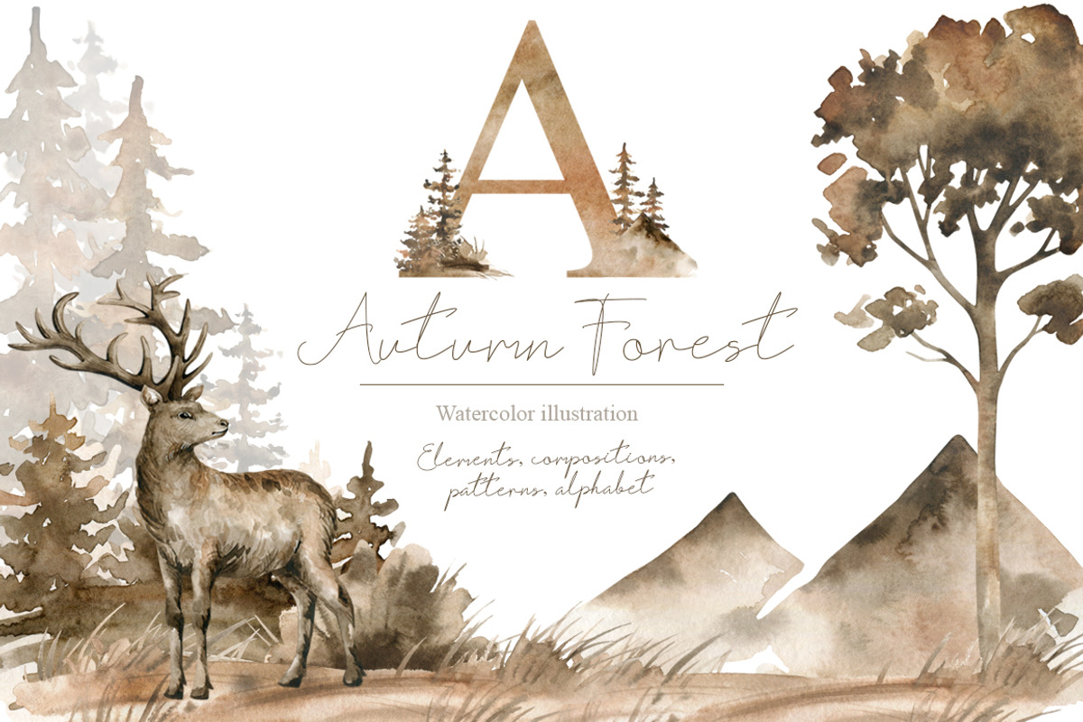 Autumn Forest. Watercolor set, an Animal Illustration by Kreker Kate (Photo 1 of 9)