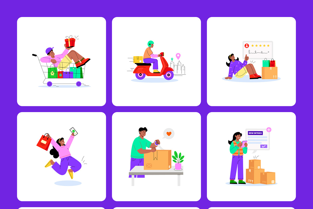 50 E-commerce Flat Illustrations, a Person Illustration by Creative Stall (Photo 9 of 11)