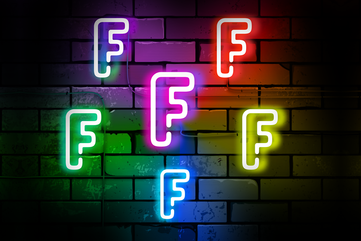 Neon Letter F | Twitch Sub Badges, an Illustration by Custom Fonts & Patterns (Photo 1 of 2)