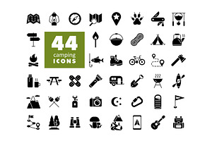 44 Camping, Hiking vector icons, an Icon by Nasik-Nosik