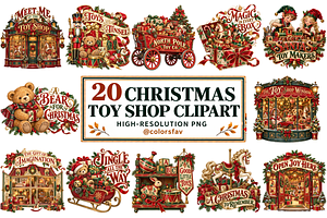 Vintage Christmas Toy Shop Clipart