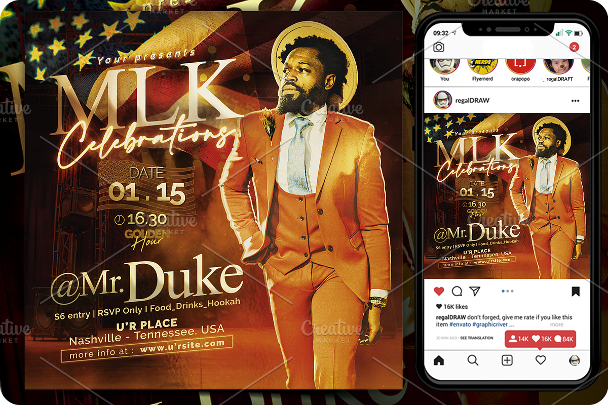 MLK Celebration Flyer, a Flyer Template by regalDRAW (Photo 1 of 3)