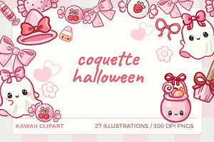 Kawaii Coquette Halloween Clipart, an Illustration by TheClipAtelier