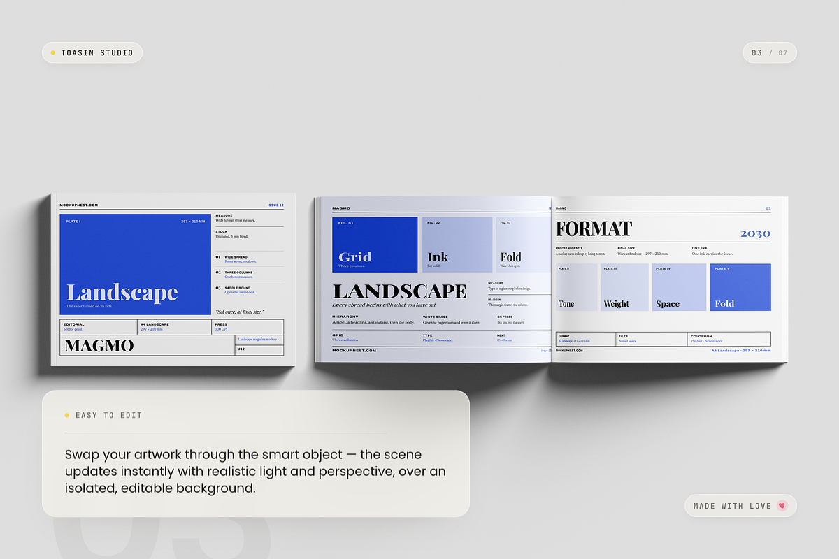 A4 Landscape Magazine Mockup, a Books & Magazine Mockup by Toasin Studio (Photo 3 of 7)